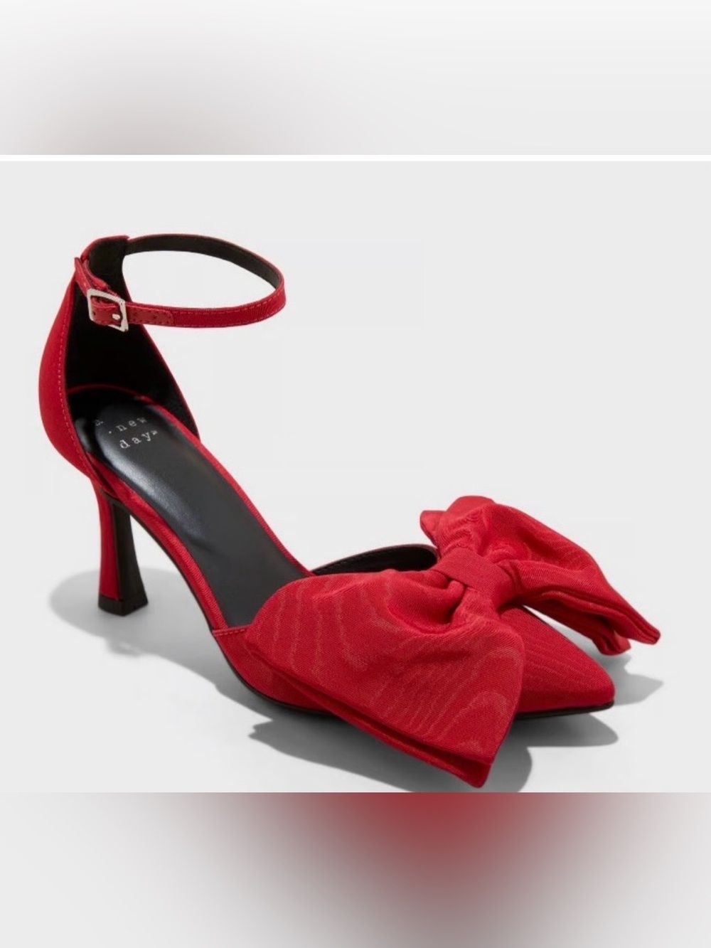 a new day Red Bow Pointed-Toe Ankle-Strap Heels